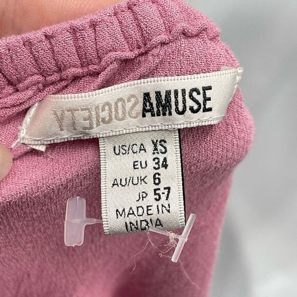 Society Amuse Womens Pullover Dress Embroidered Mini Ruffle Pink Size XS - Picture 6 of 14